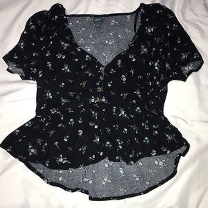 Black with blue flowers blouse💙🖤